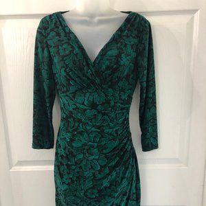 Lauren Ralph Lauren Dress in Black with Green Leaf Print
